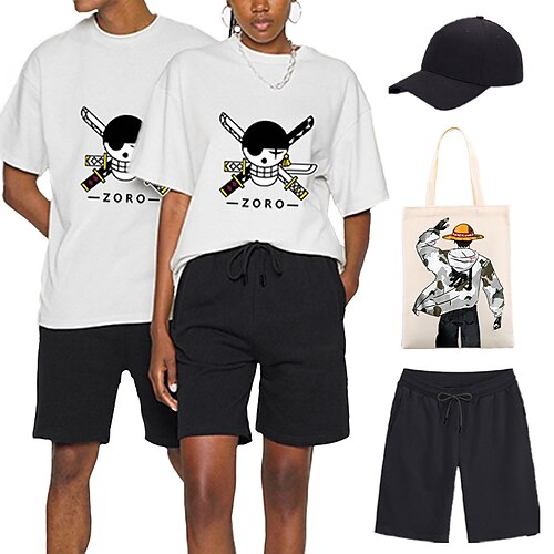 

One Piece Abe D. Luffy T-shirt Shorts Baseball kasket Trykt mønster Grafisk Taske Shorts T恤衫 Til Herre Dame Unisex Voksne Varmstempling 100% Polyester Afslappet / Hverdag