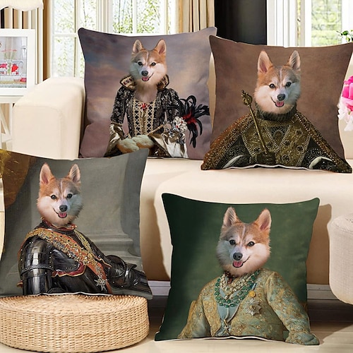 

Dog Portrait Double Side Pillow Cover 4PC Soft Decorative Square Cushion Case Pillowcase for Bedroom Livingroom Sofa Couch Chair