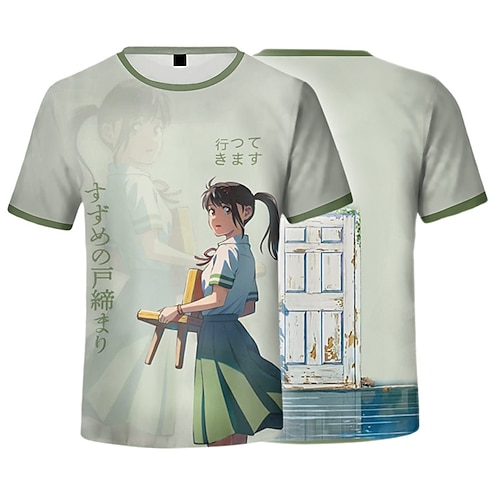 

Suzume No Tojimari Suzume Iwato T-Shirt Estampado Gráfico Camiseta Para Hombre Mujer Unisexo Adulto Impresión 3D 100% Poliéster Casual Diario