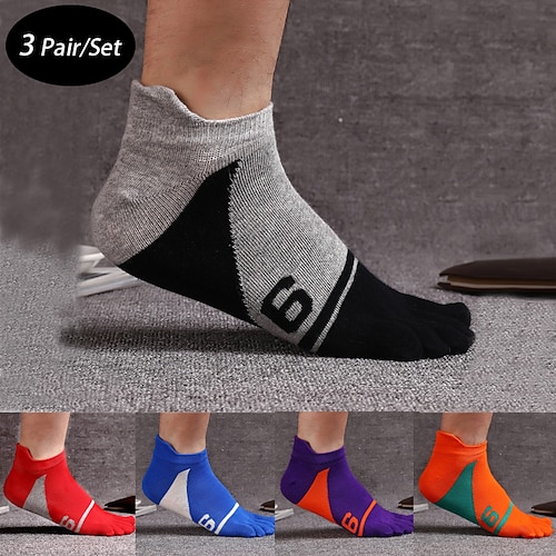 

Herre 3 Par Ankel Sokker Tå Sokker Lavtskårede Sokker Sort Rød Farve Farveblok Dagligdagstøj Ferierejse Weekend Patchwork Medium Sommer Forår & Vinter Stilfuld Afslappet