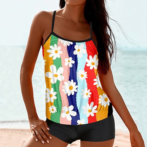 

Per donna Costumi da bagno Tankini 2 pezzi Normale Costume da bagno 2 pezzi Stampe Floreale Arcobaleno Costumi da bagno Sportivo Abbigliamento mare Estate