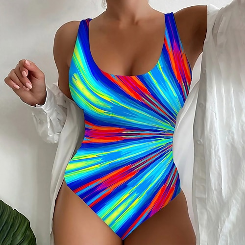 

Women's Swimwear One Piece Normal Swimsuit Printing Graphic Pink Blue Bodysuit Bathing Suits Sports Beach Wear Summer