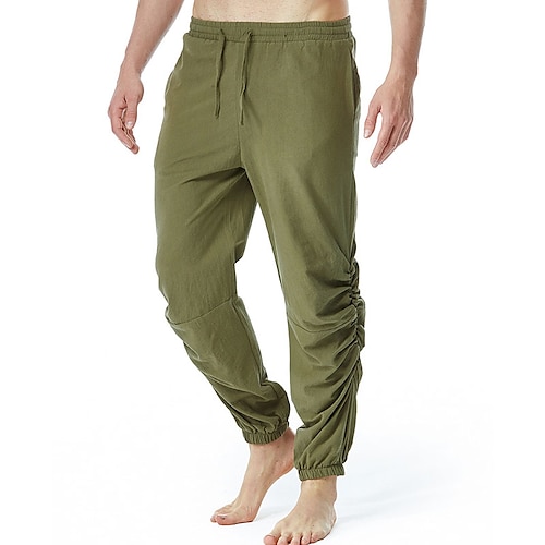 

Men's Joggers Linen Pants Trousers Summer Pants Pocket Plain Comfort Breathable Outdoor Daily Going out Linen / Cotton Blend Casual Yoga Black Army Green