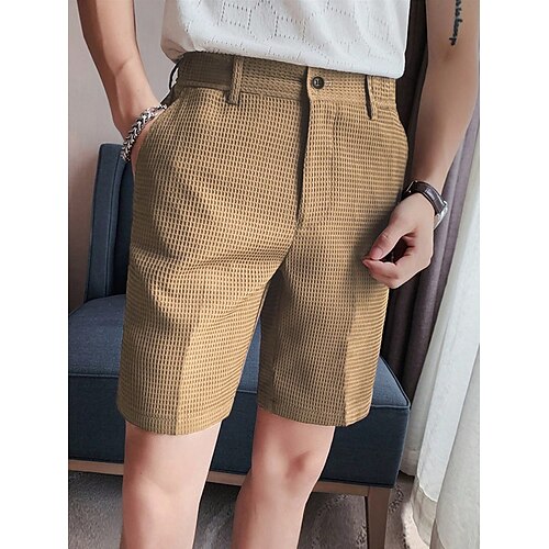 

Homme Short Robe Short Bermuda Short de travail Poche Plein Confort Respirable Extérieur du quotidien Sortie Tissu gaufré Mode Décontractées Noir Blanche