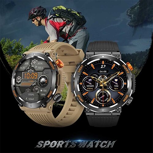 

HT17 Smartwatch 1.46 Zoll Smartwatch Fitnessuhr Bluetooth Temperaturüberwachung Schrittzähler Anruferinnerung Kompatibel mit Android iOS Herren Langer Standby Freisprechanlage Wasserdicht IP 67 47mm