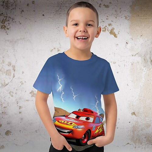 

Para Meninos Camiseta Manga Curta Camisa Camiseta Gráfico Desenho Animado Carro Impressão 3D Ativo Esportes Moda Poliéster Ao ar livre Casual Diário Infantil Crewneck 3-12 anos Gráfico impresso em 3D