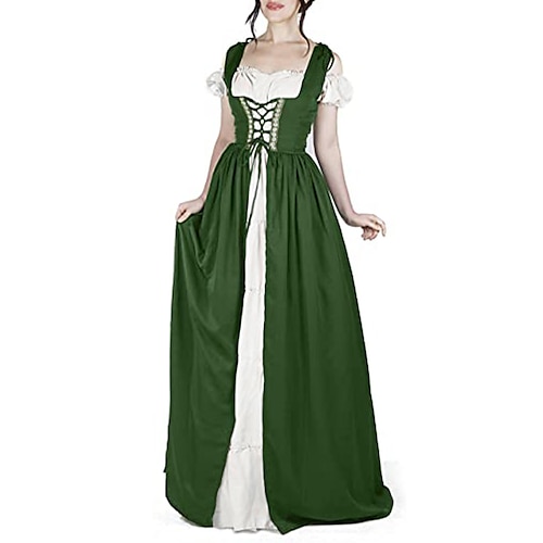 

chemise medieval renascentista sobre vestido conjunto de 2 peças boho retrô vintage madrigal traje irlandês chemise e overdress festival de férias de halloween