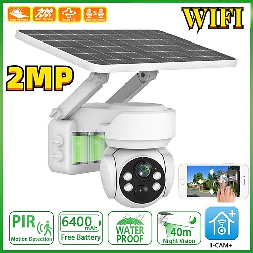 

câmera ptz alimentada por energia solar sem fio 2mp câmera com bateria wi-fi externa à prova d'água pir humanóide câmera de vigilância de segurança cctv