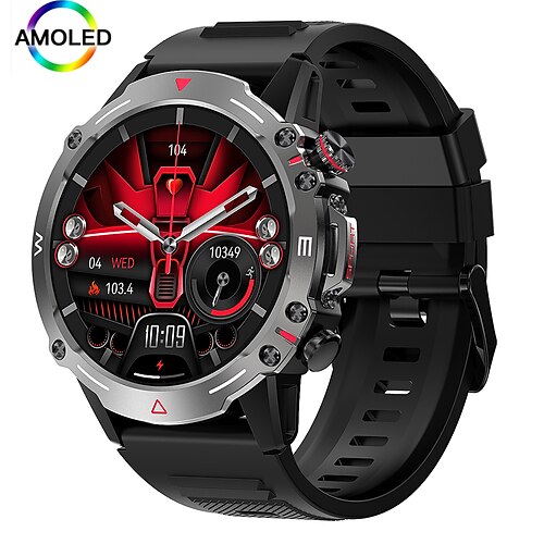 

Imosi 1,43 Zoll Herren-Smartwatch mit Bluetooth-Anruf, Sport-Fitness-Tracker, Herzmonitor, Smartwatch für Android iOS, 410 mAh