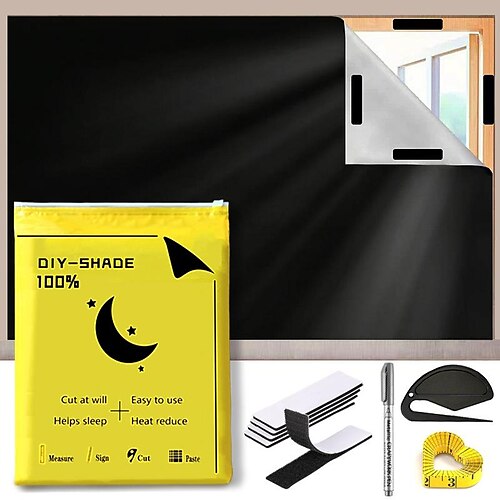 

100% Blackout Curtains, Portable Window Curtain Shade Black Out Room Darkening Light Blocking Drapes for Bedroom Living Room