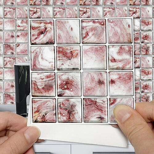 

6 pçs adesivo de azulejo adesivo de parede de azulejo cozinha à prova d'água espessamento lágrima e bastão adesivo de parede de banheiro decalque autoadesivo 5,9 polegadas