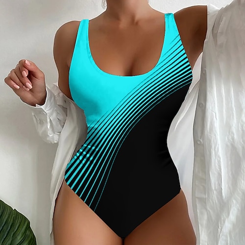 

Maillots de Bain Une pièce Maillot de bain Femme Imprimé Rayé Normal Body Maillots de bain Sportif Tenues de plage Eté