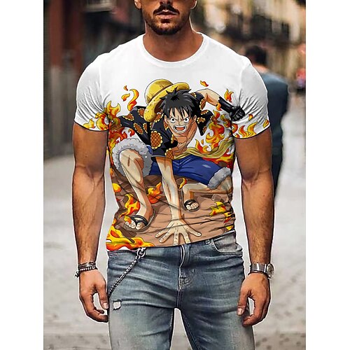 

One Piece Monkey D. Luffy Roronoa Zoro Japonesa/Curta Imprimir Arte Gráfica Camiseta Para Homens Adulto Impressão 3D 100% Poliéster Casual / Diário