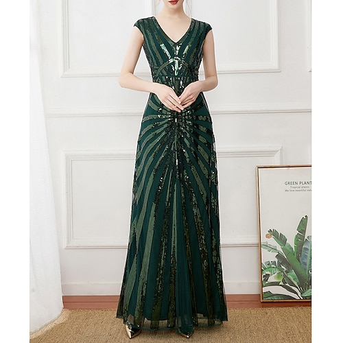 

Gatsby le magnifique Charleston Les rugissantes années 20 1920s robe de vacances Robe de cocktail Robe à clapet Robe Bal Masqué Femme Paillettes Costume Vintage Cosplay Soirée Retour Fête scolaire