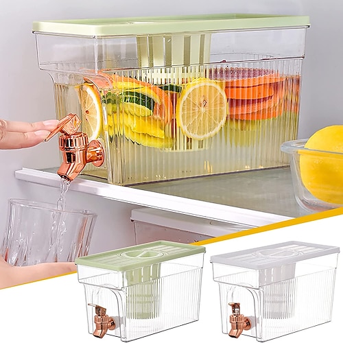 

Bouilloire froide 3l avec robinet, distributeur de boissons en plastique, distributeur de boissons pour réfrigérateur bouilloire froide avec robinet, théière de fruits contenants de boissons limonade pour cuisine maison fête bar mariage