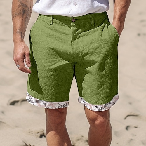 

Homens Calção Shorts de verão Shorts de praia Patchwork Com Cordão Cintura elástica Tecido Conforto Respirável Curto Casual Diário Feriado Moda Estilo Clássico Preto Branco