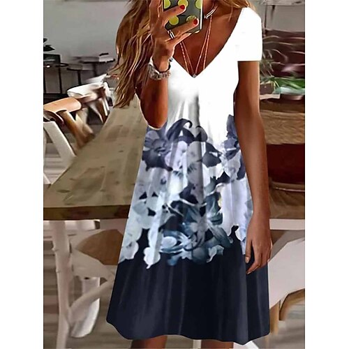 

Mulheres Vestido casual Vestido de verão Vestido estampado Floral Listra Imprimir Decote V Minivestido Ativo Moda Ao ar livre Diário Manga Curta Normal Branco Amarelo Rosa Verão Primavera S M L XL XXL