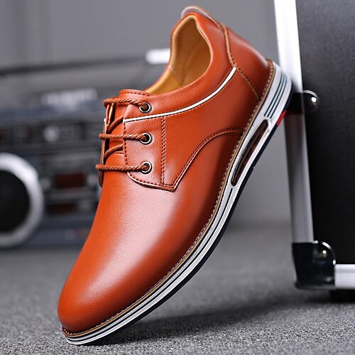 

Herren Turnschuhe Komfort Schuhe Leder-Loafer Geschäftlich Brautkleider schlicht Outdoor Täglich Wanderschuhe Mikrofaser Atmungsaktiv Rotbraun Gelb Braun Schwarz erhöht Sommer Frühling