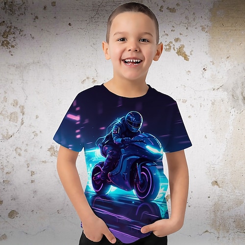 

Chico Camiseta Manga Corta Camiseta Graphic Impresión 3D Activo Deportes Moda Poliéster Exterior Casual Diario Niños Cuello redondo 3-12 años Gráfico impreso en 3D Ajuste regular Camisa