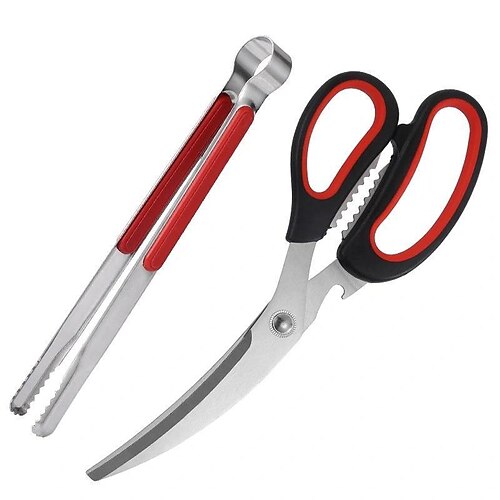 Style Korean Elbow Barbecue Scissors Multifunctional Kitchen Scissors 304  Stainless Steel Barbecue Clip Barbecue Set 2024 - US $8.51