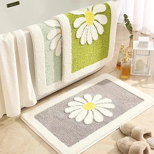 

Cartoon Little Daisy Imitation Cashmere Floor Mat Household Toilet Bathroom Door Non-Slip Absorbent Floor Mat