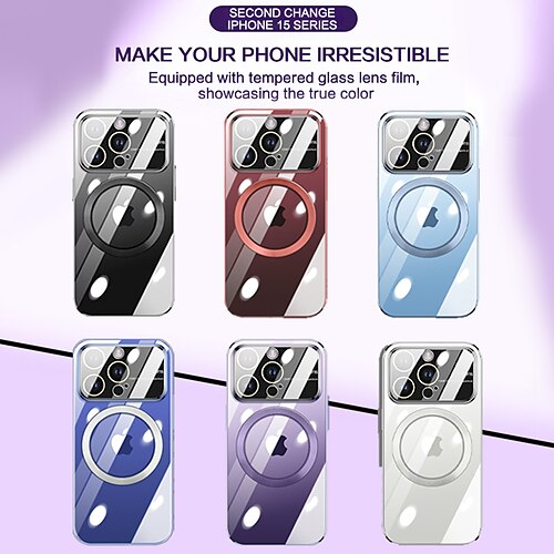 

telefone Capinha Para Apple Caso de Adsorção Magnética iPhone 14 13 12 Pro Max Plus Galvanizado Ultra-Fina Magnética Transparente PC