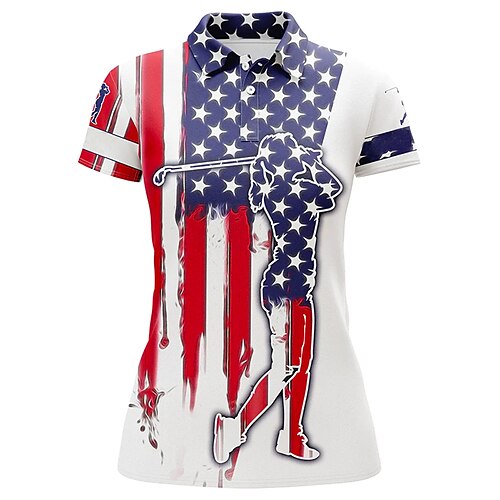 

Femme T-shirt POLO Chemise de golf vêtements de golf Respirable Séchage rapide Poids Léger Manche Courte T-shirt Top Imprimé Eté Tennis Le golf Pickleball