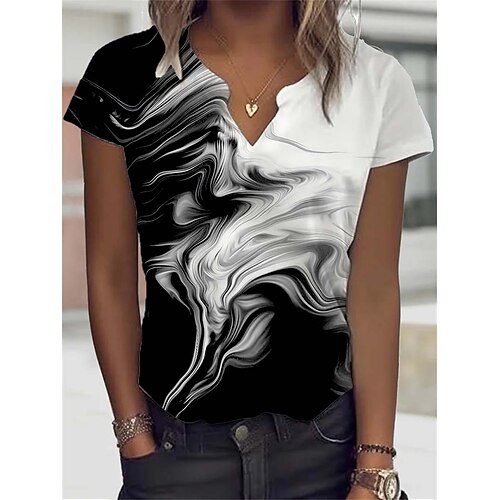 

Mujer Camiseta Negro Morado Verde Trébol Graphic Floral Estampado Manga Corta Festivos Fin de semana Básico Escote en Pico Regular Flor Abstracto Pintura S