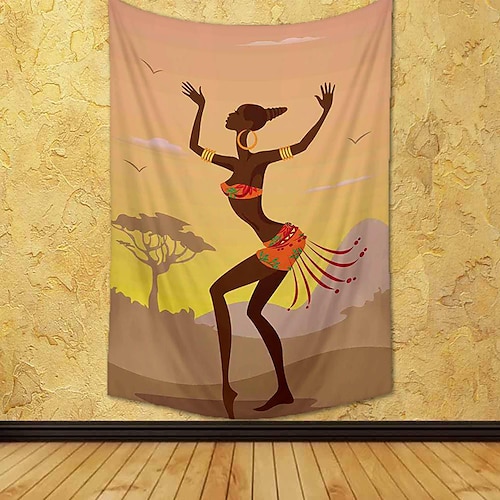 

Tapiz colgante de mujer africana, arte de pared, tapiz grande, mural, decoración, fotografía, telón de fondo, manta, cortina, hogar, dormitorio, sala de estar, decoración