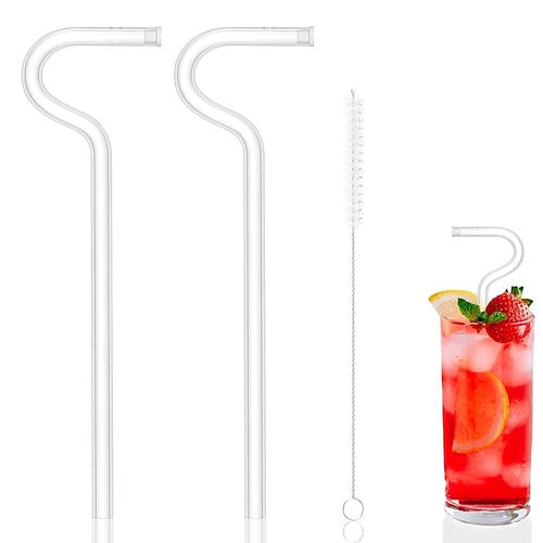 Anti Lip Wrinkle Straw 2PCS Straws & 1PC Brush, Reusable Glass Straw for  Stanley Cup, Anti Wrinkle Drinking Straw Curved, Lip Straw for Wrinkles, No Wrinkle  Straws, Side Sideways Straw Wrinkle Free