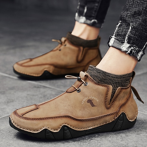 

Homens Mocassins e Slip-Ons Mocassim Coturnos Botas de trabalho Casual Formais Diário Caminhada Microfibra Tecelagem voadora Respirável Castanho Claro Preto Verde Bloco de cor Primavera Outono