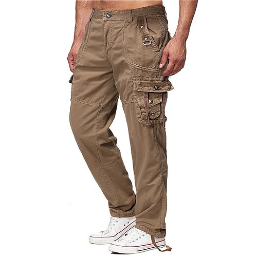 

Homens Calças Cargo Calça cargo Perna Cordão Bolso com aba Tecido Conforto Respirável Ao ar livre Diário Para Noite 100% Algodão Moda Casual Preto Verde Tropa