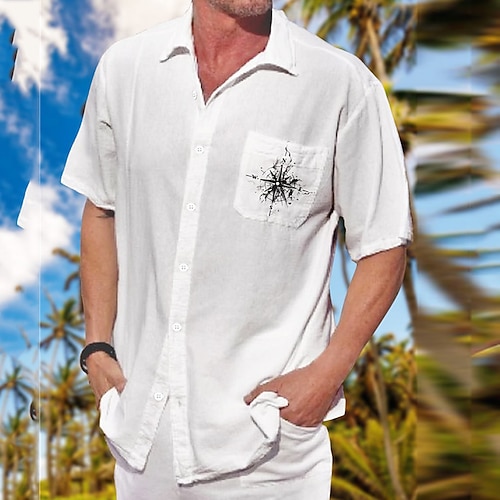 

Herren Hemd Hawaiihemd Sommerhemd Sonne Grafik-Drucke Umlegekragen Schwarz Weiß Blau Outdoor Strasse Kurze Ärmel Bedruckt Bekleidung Modisch Strassenmode Designer Brautkleider schlicht