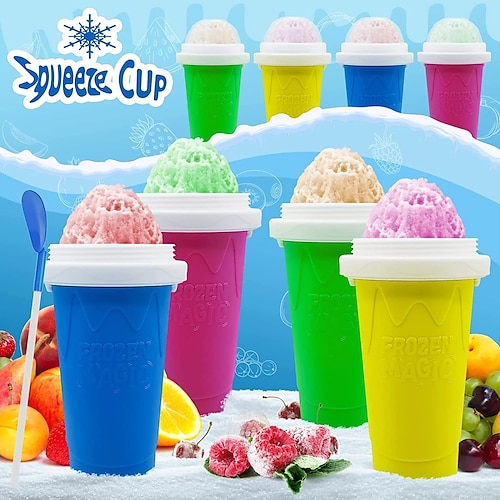 Silicone Slushy Maker Squeeze Summer Juice Ice Cream Smoothie Cup