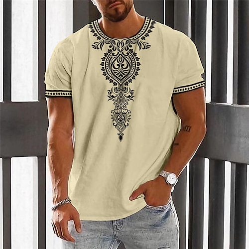 

Herre T-shirt Grafisk Tribal Rund hals Tøj 3D-udskrivning udendørs Daglig Kortærmet Trykt mønster Mode Designer Årgang