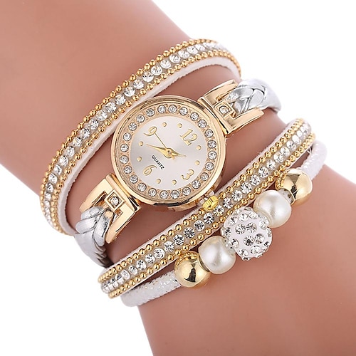 Bracelet Design Rose gold and White Strap Analog Watch For Girls-sonthuy.vn