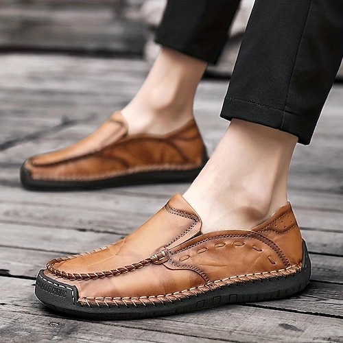 

Homme Mocassins et Slip On Chaussures décontractées pour hommes Mocassins Grandes Tailles Mocassins en cuir Décontractées Extérieur du quotidien Cuir Respirable Marron Rouge Jaune marron Noir Eté