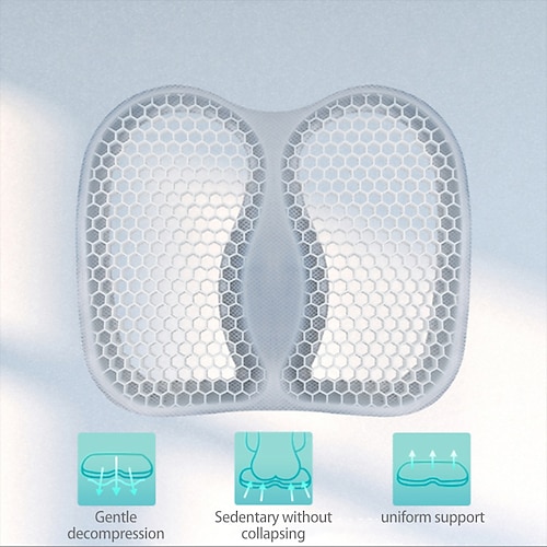 

Gel-Sitzkissen reduziert Schmerzen im Hüftrücken bei langem Sitzen, atmungsaktives, kühlendes Sitzkissen, Wabendesign absorbiert Druck, tragbar für Bürostuhl, Sofa, Auto, Rollstuhl