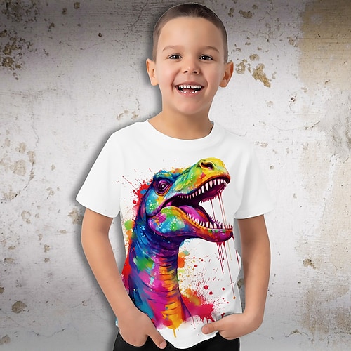 

Boys T shirt Short Sleeve T shirt Tee Graphic Animal Dinosaur 3D Print Active Sports Fashion Polyester Outdoor Casual Daily Kids Crewneck 3-12 Years 3D Printed Graphic Regular Fit Shirt