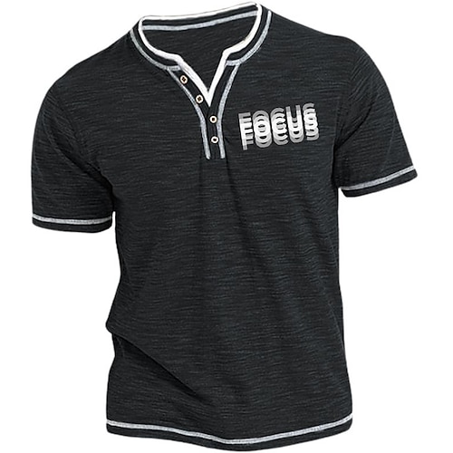 

Men's Henley Shirt Graphic Tee Letter Graphic Prints Henley Clothing Apparel Hot Stamping Daily Sports Short Sleeve Button Print Fashion Designer Casual