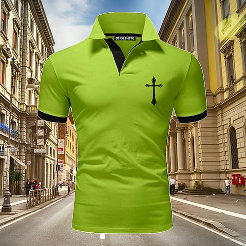 

Homens Pólo Esportivo Camiseta Polo Casual Feriado Lapela Manga Curta Moda Básico Tecido Botão Verão Normal Verde Maçã Vinho Amarelo e Azul marinho Branco Rosa Azul Marinho Escuro Pólo Esportivo