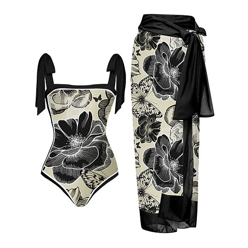 

Damen Badeanzug Ein Stück Strand unten Normal Bademode 2 teilig Print Blumen Schwarz Wein Rote Blau Grün Bodysuit Badeanzüge Sport Strandbekleidung Sommer