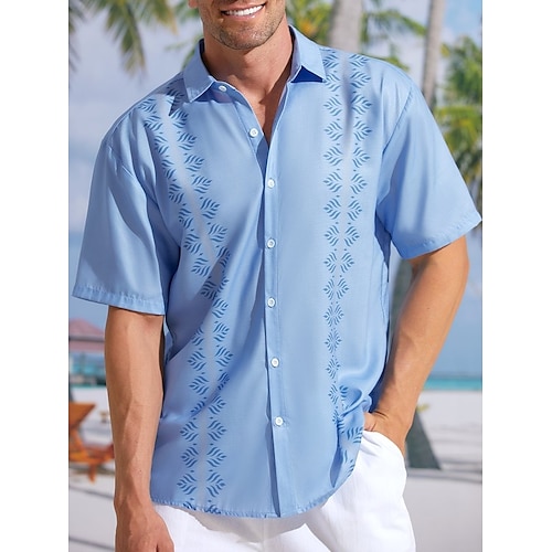 

chemise en lin pour hommes chemise décontractée chemise d'été chemise de plage blanc rose bleu ciel manches courtes plaine revers printempsamp; vêtements de vacances hawaïennes d'été poche avant