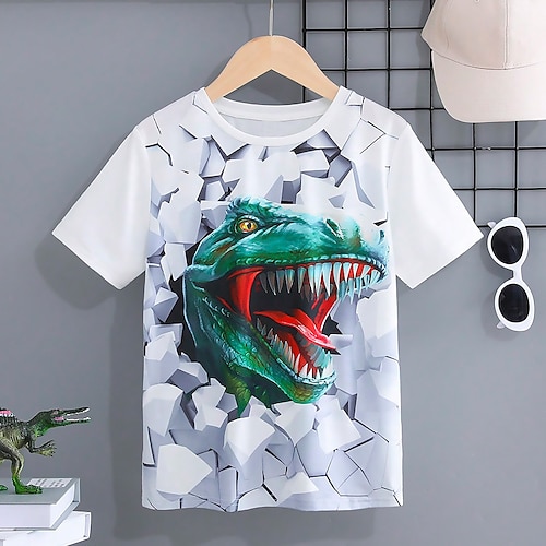 

Garçon T-shirt Manche Courte T-shirt Tee-shirts Graphic Animal Dinosaure 3D effet Actif Sportif Mode Polyester Extérieur Casual du quotidien Enfants Col ras du cou 3-12 ans Graphique imprimé en 3D