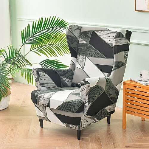 

1 ensemble de 2 pièces housse de chaise à oreilles extensible housses de chaise à oreilles spandex tissu géométrique housses de fauteuil à oreilles avec coussin de siège housse de coussin pour chaise