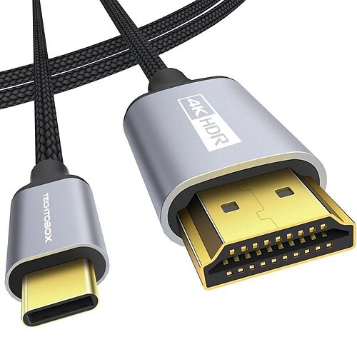 

Câble usb-c vers hdmi 4k @ 60hz techtobox tressé haute vitesse 6.6ft type c vers hdmi cordon Thunderbolt 3/4 compatible avec macbook pro/airimacnew ipadxpsgalaxy s21/s20surface et plus