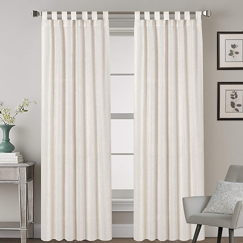 

cortinas de linho para sala de estar decorativas para casa fora do branco cortinas superiores privacidade adicionada economia de energia filtragem de luz tratamentos de janela cortinas para quarto, 2 painéis