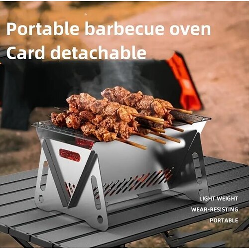 

Oven Grill Net with Storage Bag, Grill Anywhere with this Portable, Foldable Stainless Steel Charcoal BBQ - Perfect for Camping!