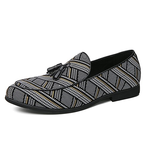 

Homens Mocassins e Slip-Ons Sapatas da manta do estilo britânico Borla Tênis Tamanhos Grandes Casual Formais Diário Festas Noite Couro Ecológico Preto Marron Bloco de cor Listrado Primavera Outono