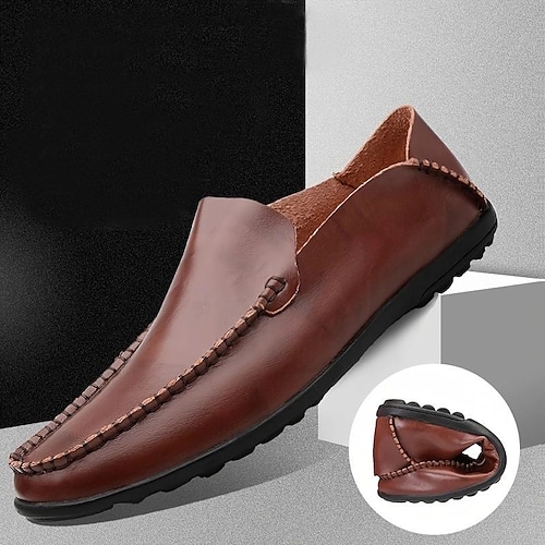 

Herren Loafer Slip On Freizeitschuhe für Herren Kunstleder-Müßiggänger Übergrössen Brautkleider schlicht Outdoor Täglich Wanderschuhe Kunstleder Atmungsaktiv Rot Braun Gelb Braun Schwarz Sommer